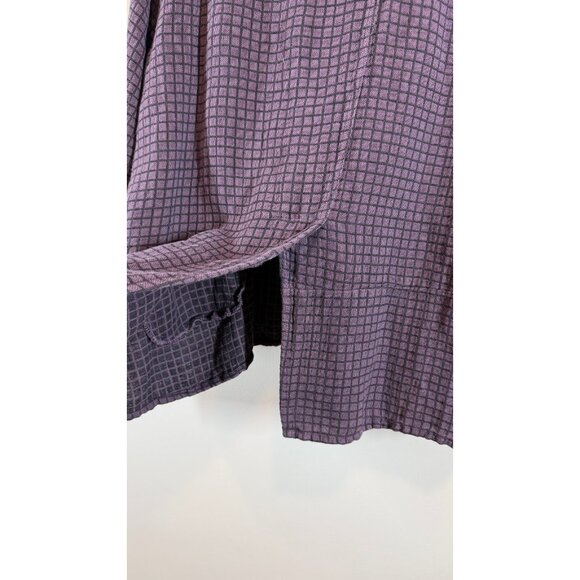 Cut Loose Women's Lagenlook Purple Plaid Linen Cotton Wide Sleeve Size L - Picture 3 of 11